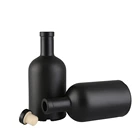 Vodka Bottles Glass Bottle Vodka Wholesale Empty Round Matte Black Liquor Rum Gin Spirits Vodka Glass Bottles With Cork