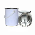 1 gallon empty round tin can metal paint can with plastic handle