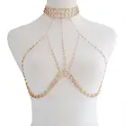 Hollow Sexy Breast Body Chain Crystal Mesh Top Bra chain Bikini Gold Metal Crop Top Choker Waist Body Chains Jewelry Club