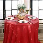 Wholesale High Quality 3MM Red Decorative Round wedding decoration sequin tablecloth