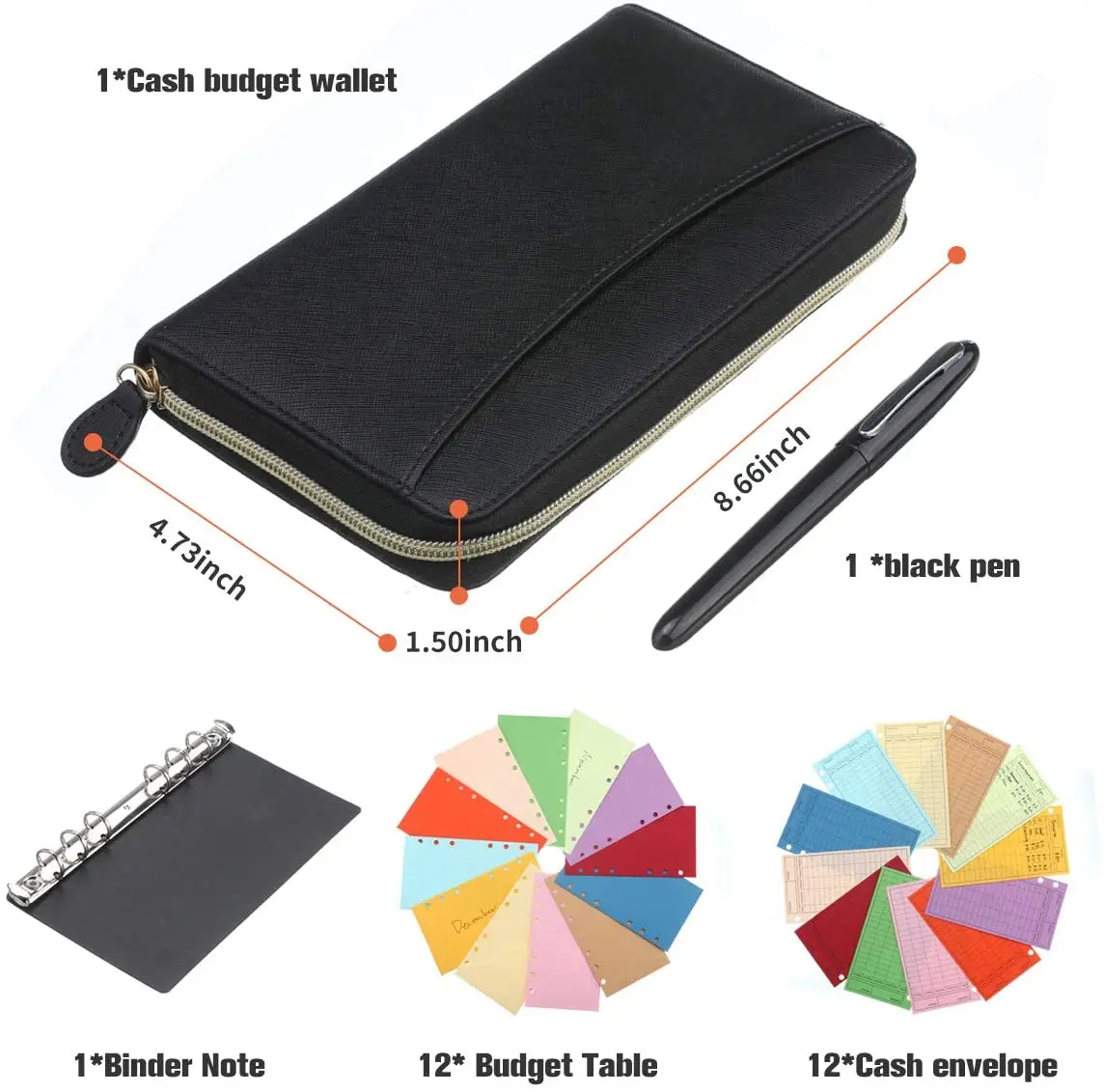 leather wallet with 12 budget envelopes & budget