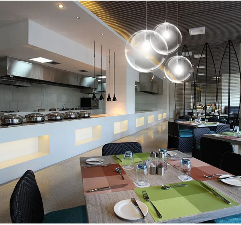 Glass ball shade modern hanging pendant lamp for restaurant hotel