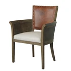 American Style Furniture Solid Wood Frame Antique PU Leather Chair