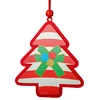 Christmas Tree Ornaments Decoration Non-woven Printed Wooden Red White Tree Hat Gloves Walking Stick Pendant Hanging Decorations