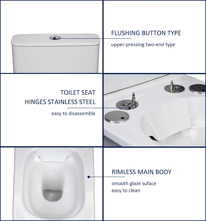 Easy clean Traditional  Floor Mounted two piece Ceramic Rimless Toilet  With Water Tank in Europe AB2194