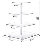4 Tier Acrylic Cup Cake Stand with LED String Lights Clear Pastry Dessert Display Stand