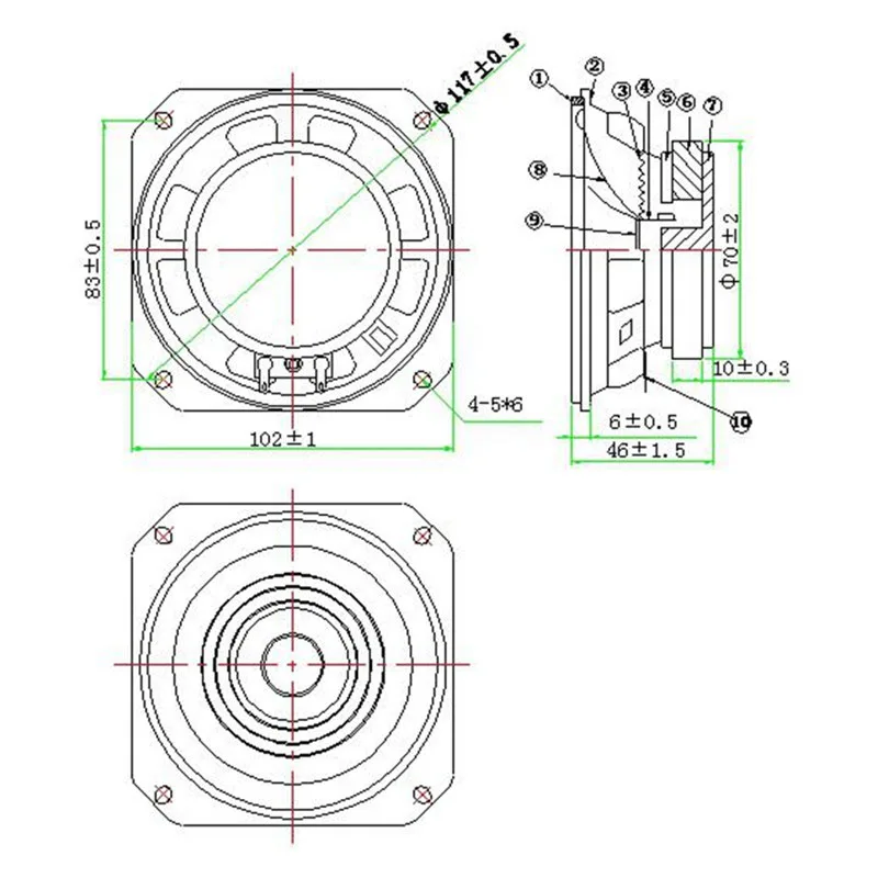 LS102W-22B-R4 10W 4ohm 4inch Full Range Speakers Audio System 6.32V - ANKUX.COM