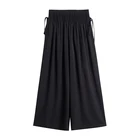 Latest design high waisted summer women's trousers,black drop crotch pants