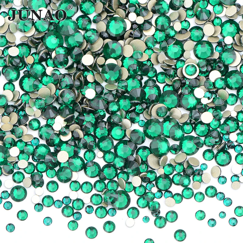 Junao Wholesale Color Non Hotfix Strass Round Crystal Stones Mix