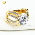 US style 3A quality cubic zircon carat gems gold plated 925 sterling silver ring