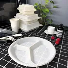 Lunch Trays Plate Compartments Biodegradable Cornstarch Round Lunch Punnet Trays