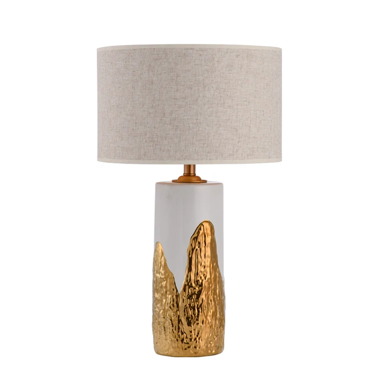 Chinese new style handmade fabric shade porcelain vase ceramic home hotel desk table lamp