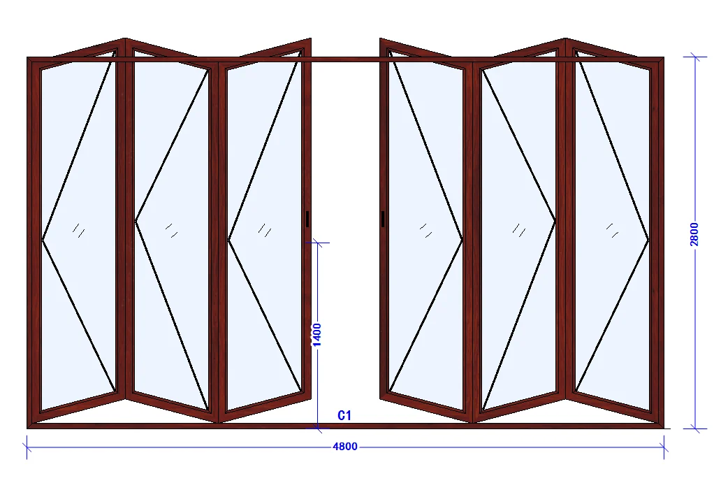 thermal break double Glass Patio Accordion Aluminum alloy frame Folding Door With Insect Screen