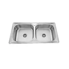 Stainless steel double bowl round right angled movable kitchen sink