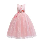 Girl birthday party dress embroidered flower wedding princess dress