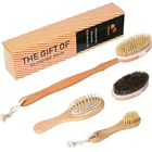 Wholesale cherry wood dry skin body brush Amazon hot selling body brush set OEM supported bath brush