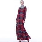 Dubai Abaya Women Ramadan New Muslim Abaya Classic Checked Lace-Up Dress Ladies Gown In Stock