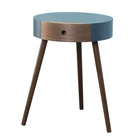 High quality wood leg wooden round coffee table with small drawer