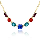 Fashion jewelry austrian natural multi color rainbow crystal necklace