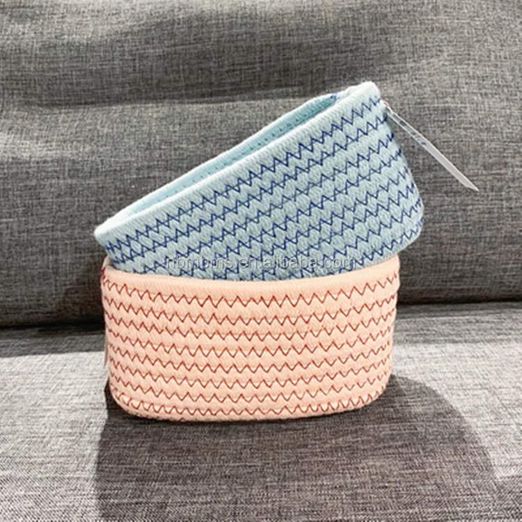 high quality small size beautiful cotton rope storage basket