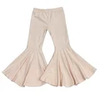 Girls Trousers Wholesale Boutique Children Solid Cotton Infant Ruffle Pants Baby Girls Trousers Valentine' Solid Cotton Long Bell Pants Toddler
