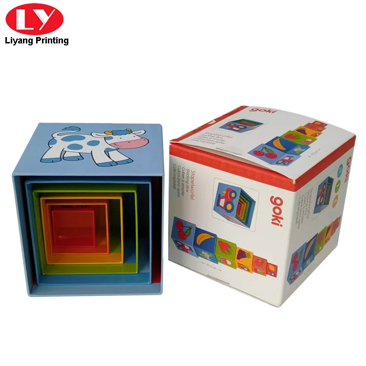 toy cube paper packaging box for 6 cubes a empiler cubos para