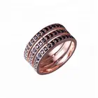 Joacii 18K Rose Gold Plated Hollow 925 Silver Zirconia Jewelry Ring
