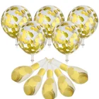Latex Transparent Ballon Stuffing Metallic Golden Confetti Balloon with Red Blue and Silver confetti