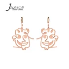 Wholesale Jewelry Fashion Abstract Art Drop Simple Hollow Face Rose Gold Plated Hoop Earrings