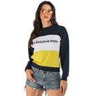Patchwork Contrast Color Womens Hoodies Sweatshirts Long Sleeve Letter Printed Fashion Women Sweatshirt