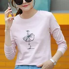 2019 fashion loose oversized long sleeve t-shirt print casual top for women