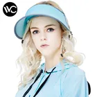 VVC Sun Sports Visor Hat UPF 500+ Foldable Women Lady Wide Brim UV protection Visor Golf Beach Cap Hat