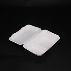 1000ml hinged lid lunch box bagasse disposable take away food container microwavable biodegradable food box for catering