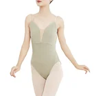 Sexy Dance Ready To Ship Adult Women Sexy Elegant Backless Color Block Thin Strap Dance Practice Leotard