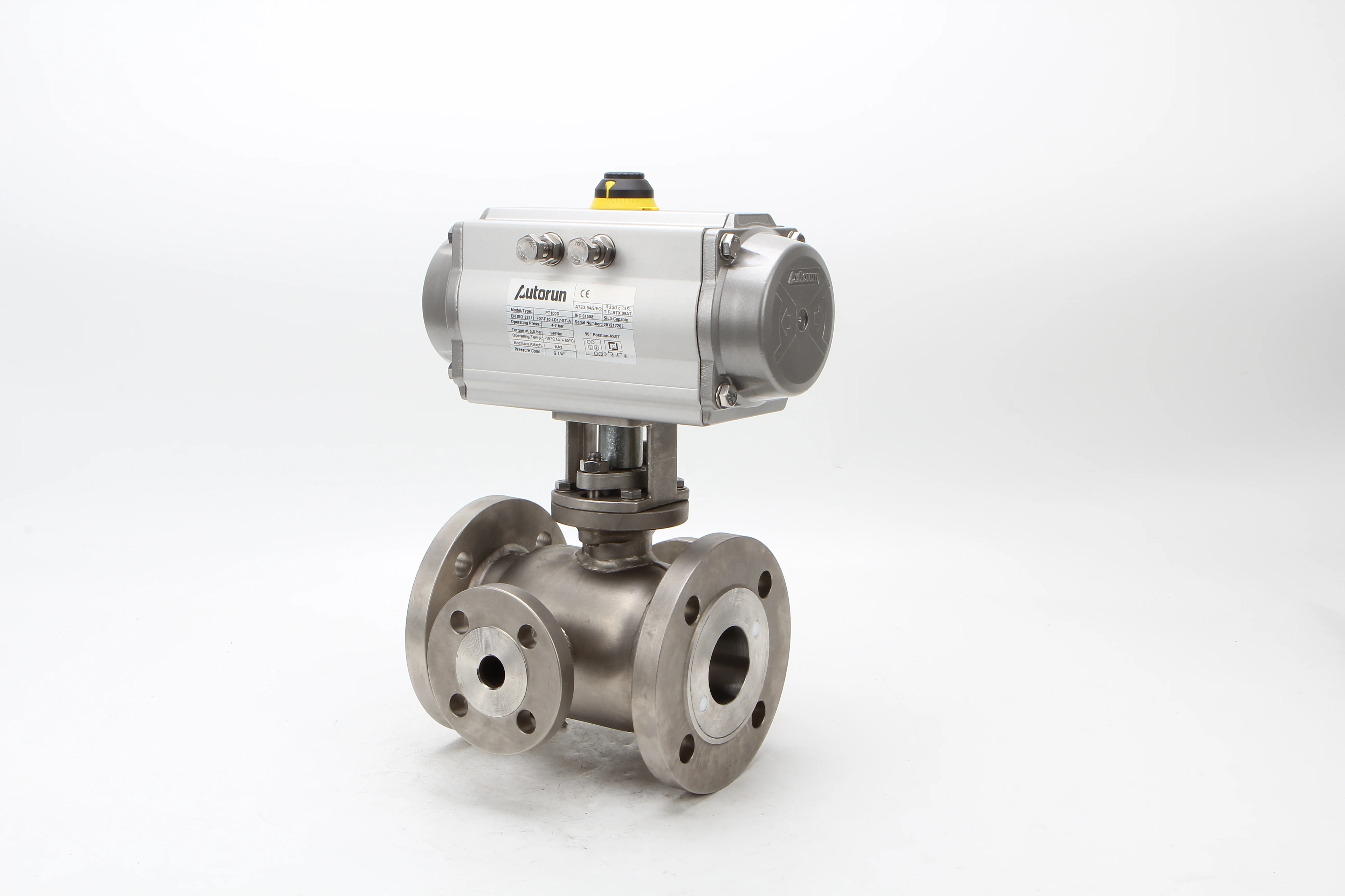 High Quality Pneumatic Actuator 4 Way Flanged Ball Valve Ss304 Four Way