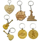 Oneway cartoon blank heart round cute fashion custom logo wood usa souvenir keychain / key chain / keyring