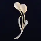 High-quality Elegant Opal Rhinestone Alloy Tulip Flower Brooch Pin Wedding Jewelry
