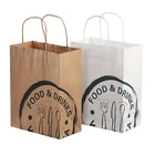Wholesale Custom Logo Printing Food Take Away Brown craft Paper Bag With Handle