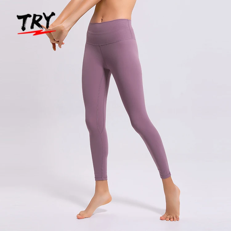 VERSUCHEN 80% nylon 20% spandex 220gsm nude zweite haut align leggings lulu stoff yoga leggings bunte spandex laufhose