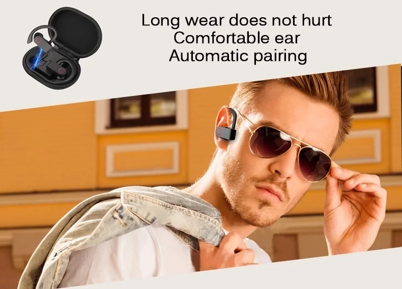 2020 new trending Amazon top seller A9 Noise Cancelling Bluetooth 5.0 TWS Ear Hook Earphones A9 with power bank for iphone X - ANKUX.COM