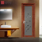 soundproof waterproof toilet wooden color size customized single swing out interior aluminium doors with frosted glass