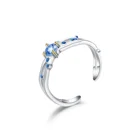 Abiding Natural London Blue Topaz Gemstone Enamel Open Handmade Jewelry 925 Sterling Silver Ring Women