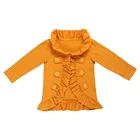 Ex-factory price girl 95% cotton and 5% spandex winter long-sleeved ruffled button jacket clothes wholesale