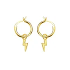 Small Lightning Hoop Earrings For Women Girls Men Silver Gold Plated Stainless Steel Stud Earrings
