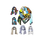 new design custom logo made fashion women Summer hijab Scarf Wholesale Sunscreen Print Cotton lady Voile long head bandana Scarf