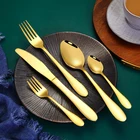 Wholesale Restaurant Silverware Spoon and Forks Knives Eco Plated Gold Cutlery Stainless Steel Flatware Sets
