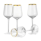 Wholesale Customize 2019 new 460ml Timeless Gold Rim Crystal Glasses Clear wine glass golden goblet Accept logo