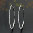 Fashion Wedding Jewelry Bling Bling Cubic Zircon Rhinestone Crystal Hoop Earrings