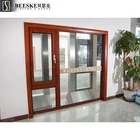 Modern Commercial Interior Sound Insulation Wood Color Aluminum Broken Bridge Casement Windows