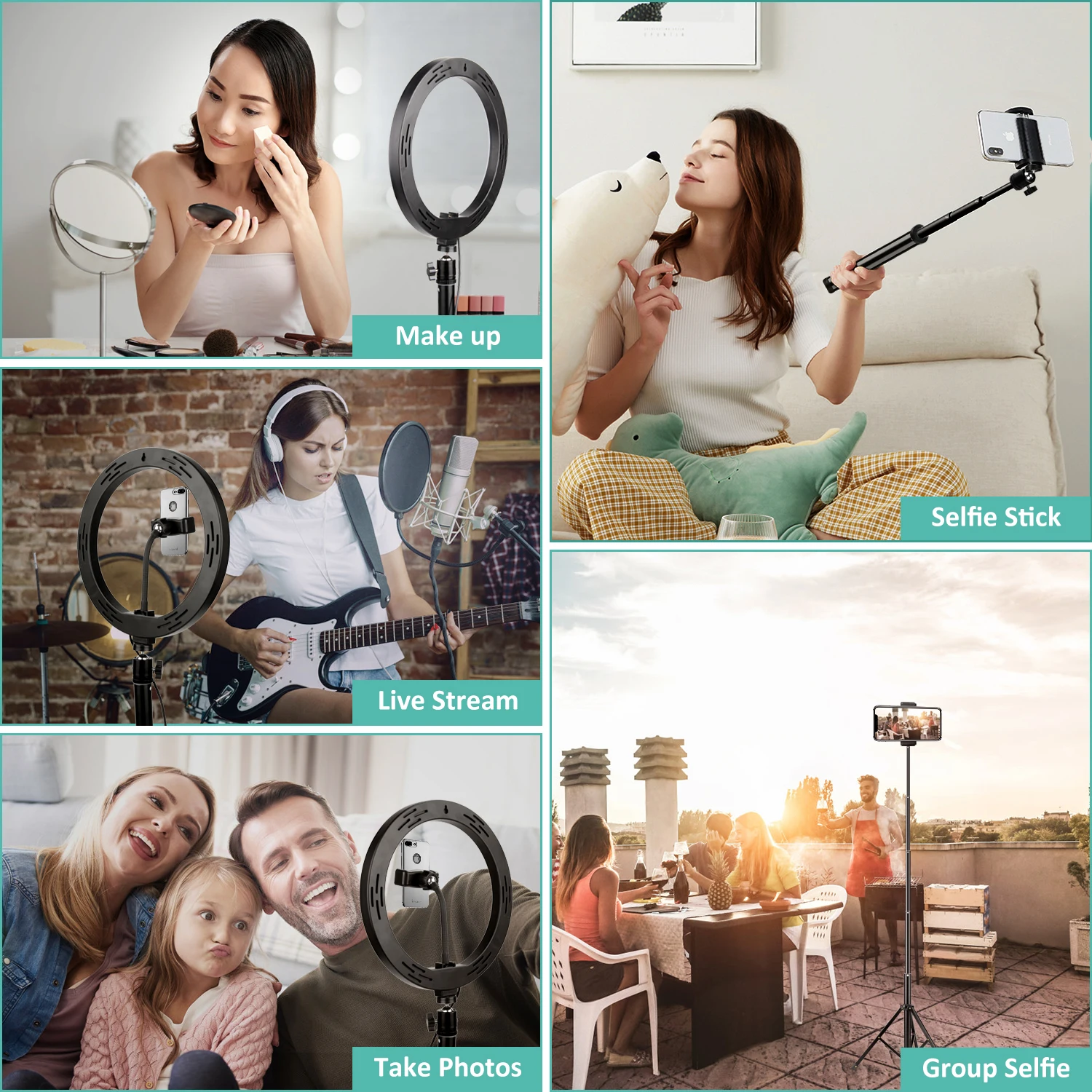 UEGOGO 2020 New Design Factory Price 8 10 inch Led Circle Selfie Ring Light Phone with Tripod Stand for Live Stream Vlog